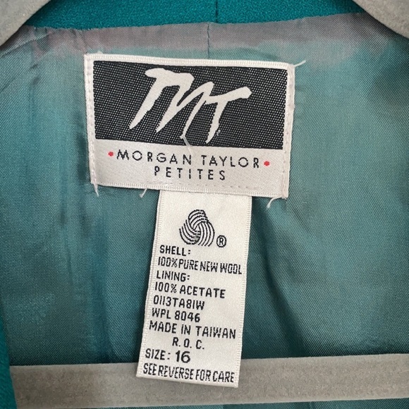 Vintage 90s‎ teal Wool Blazer - Picture 4 of 5